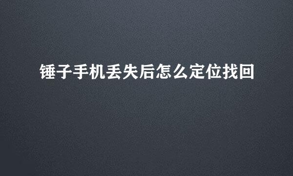 锤子手机丢失后怎么定位找回