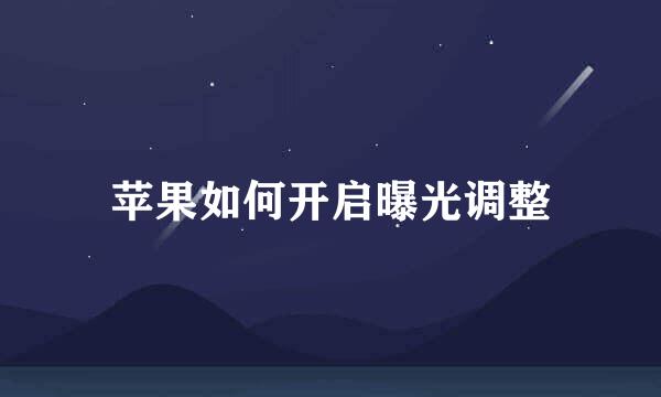 苹果如何开启曝光调整