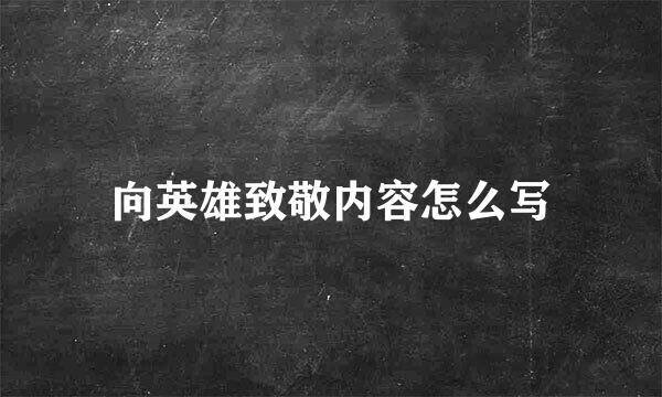 向英雄致敬内容怎么写