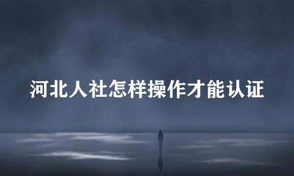 河北人社怎样操作才能认证