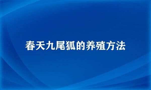 春天九尾狐的养殖方法