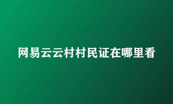 网易云云村村民证在哪里看