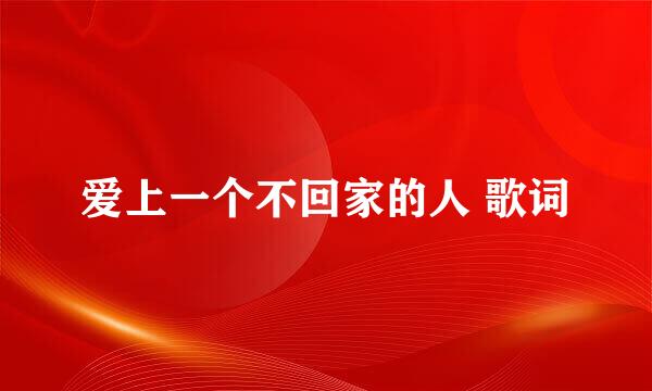爱上一个不回家的人 歌词
