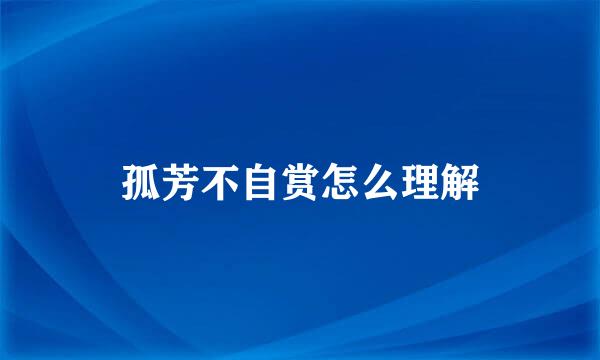 孤芳不自赏怎么理解