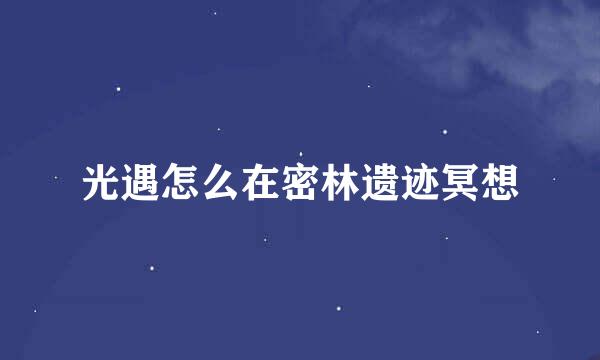 光遇怎么在密林遗迹冥想