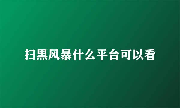 扫黑风暴什么平台可以看