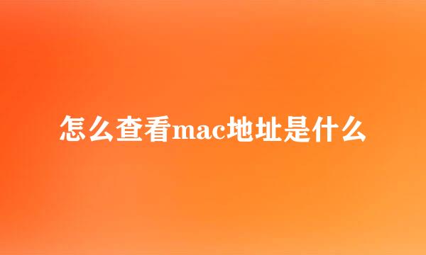 怎么查看mac地址是什么