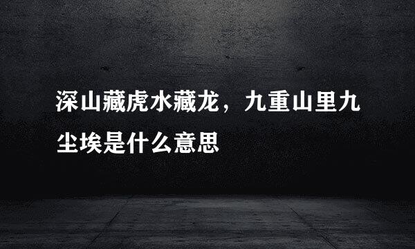 深山藏虎水藏龙,九重山里九尘埃是什么意思