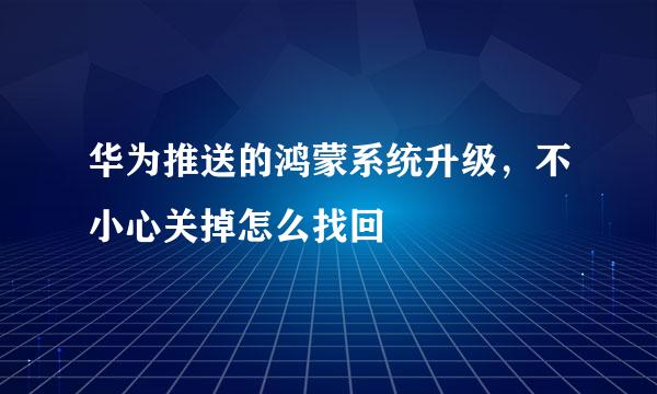 华为推送的鸿蒙系统升级，不小心关掉怎么找回