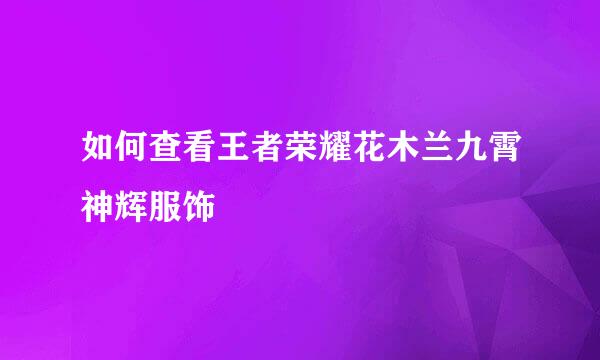 如何查看王者荣耀花木兰九霄神辉服饰