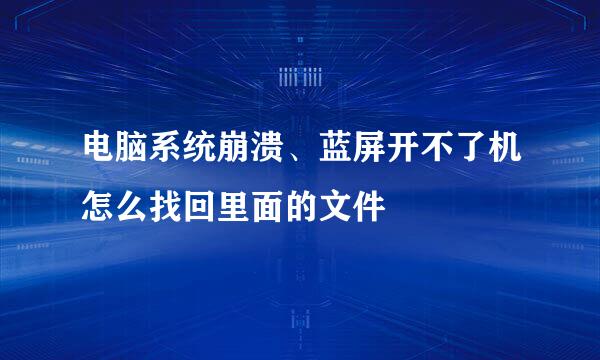 电脑系统崩溃、蓝屏开不了机怎么找回里面的文件