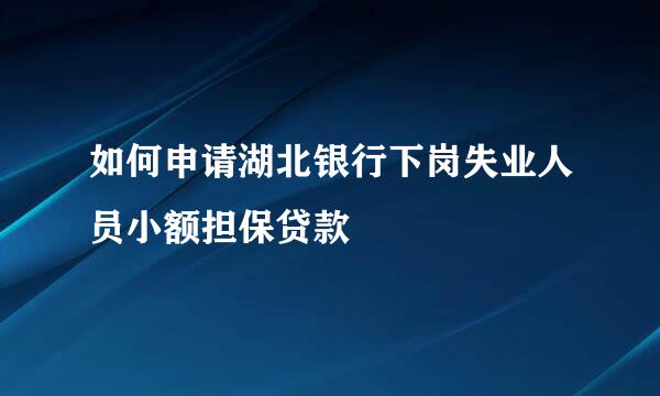 如何申请湖北银行下岗失业人员小额担保贷款