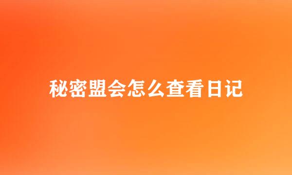 秘密盟会怎么查看日记