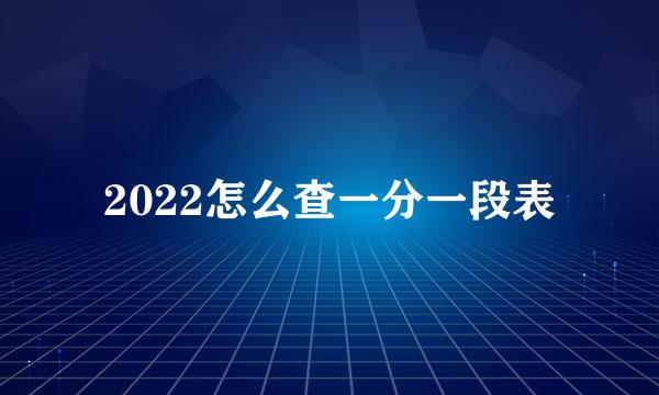 2022怎么查一分一段表