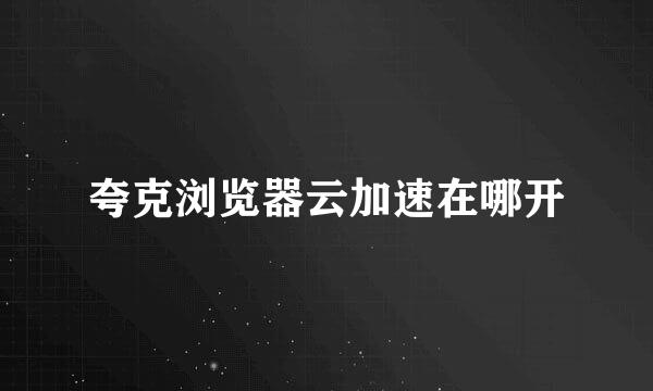 夸克浏览器云加速在哪开