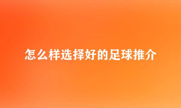 怎么样选择好的足球推介
