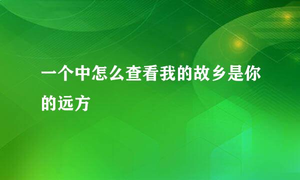 一个中怎么查看我的故乡是你的远方