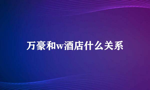 万豪和w酒店什么关系