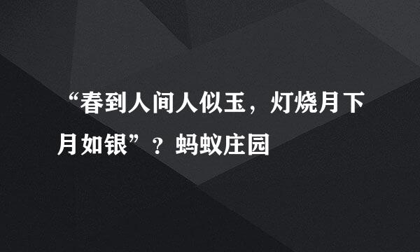 “春到人间人似玉，灯烧月下月如银”？蚂蚁庄园