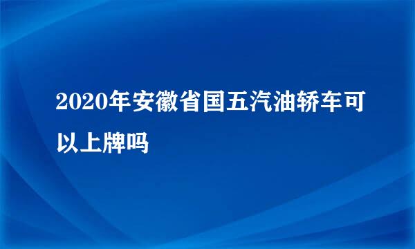 2020年安徽省国五汽油轿车可以上牌吗