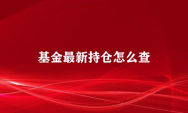 基金最新持仓怎么查