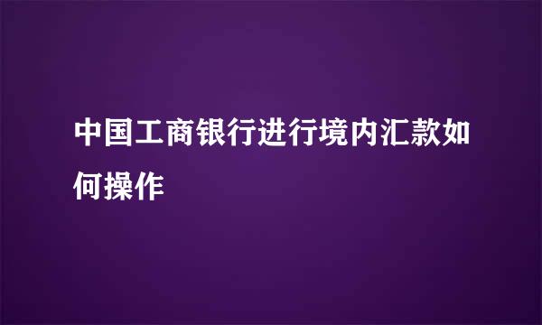 中国工商银行进行境内汇款如何操作