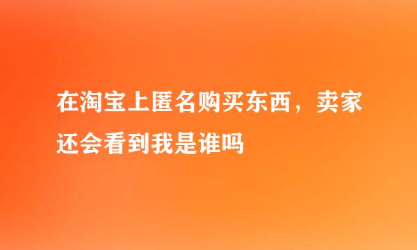 在淘宝上匿名购买东西，卖家还会看到我是谁吗
