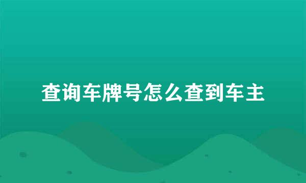 查询车牌号怎么查到车主