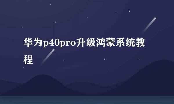 华为p40pro升级鸿蒙系统教程