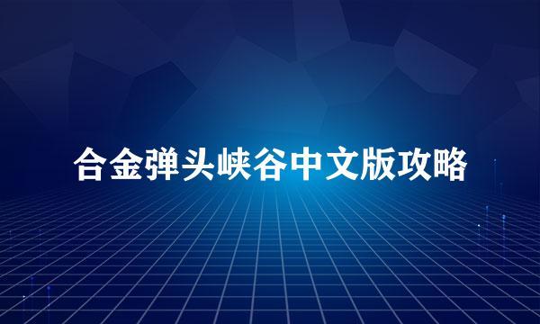 合金弹头峡谷中文版攻略
