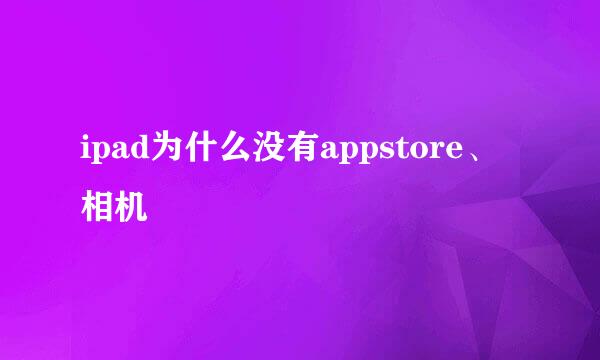 ipad为什么没有appstore、相机