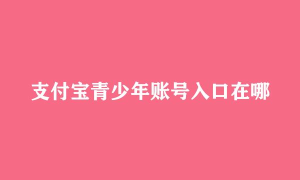 支付宝青少年账号入口在哪