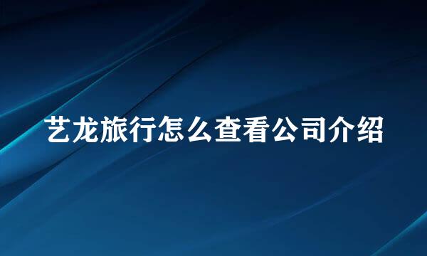艺龙旅行怎么查看公司介绍