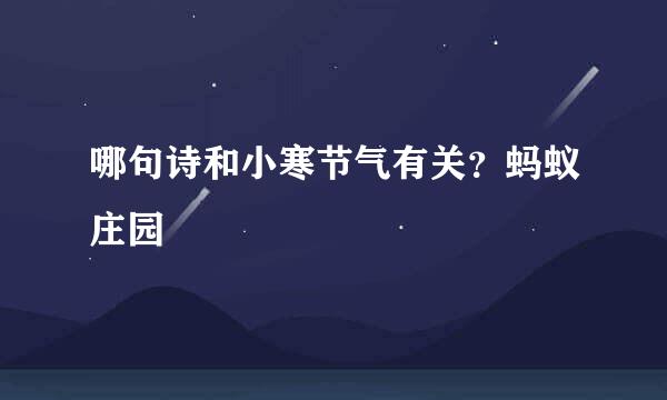 哪句诗和小寒节气有关？蚂蚁庄园