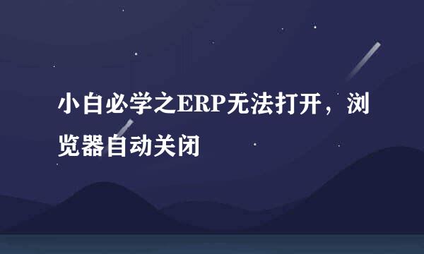 小白必学之ERP无法打开,浏览器自动关闭