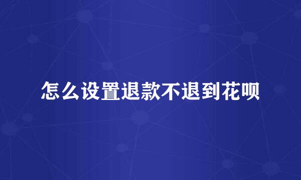 怎么设置退款不退到花呗