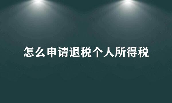怎么申请退税个人所得税