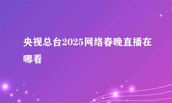 央视总台2025网络春晚直播在哪看