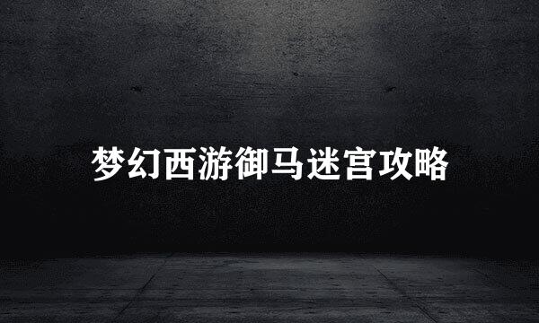 梦幻西游御马迷宫攻略