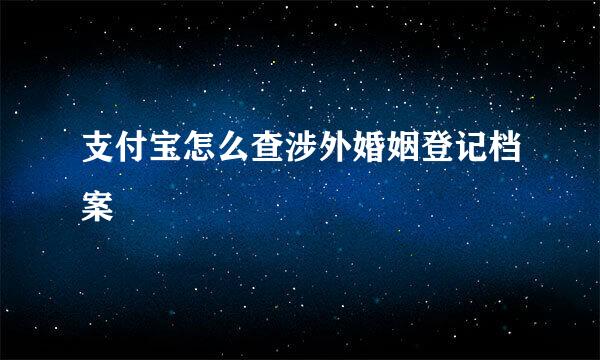 支付宝怎么查涉外婚姻登记档案