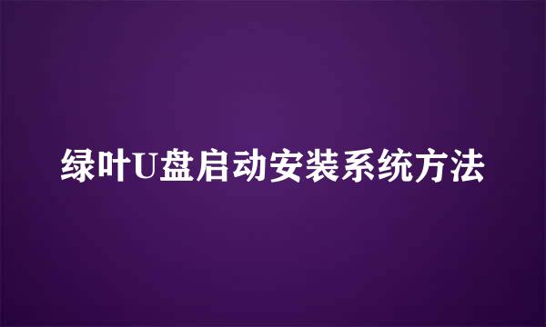 绿叶U盘启动安装系统方法