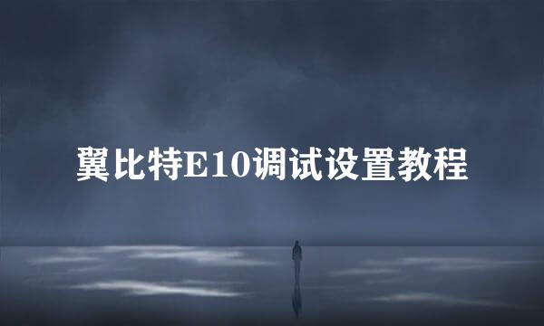 翼比特E10调试设置教程