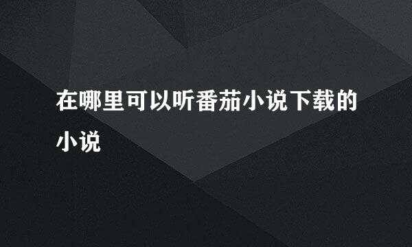 在哪里可以听番茄小说下载的小说